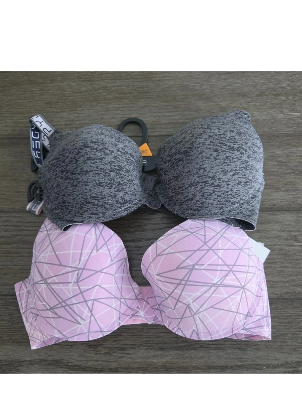 Spyder Intimate 2 Pack Bra Bras Size 36C Laser Cut Push Up Gray Pink NEW